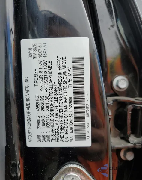 2018 Acura Rdx Technology из США, поврежденный, VIN 5J8TB4H52JL022968